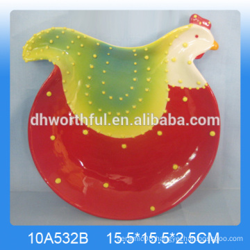 Lovely animal design ceramic rooster plate
